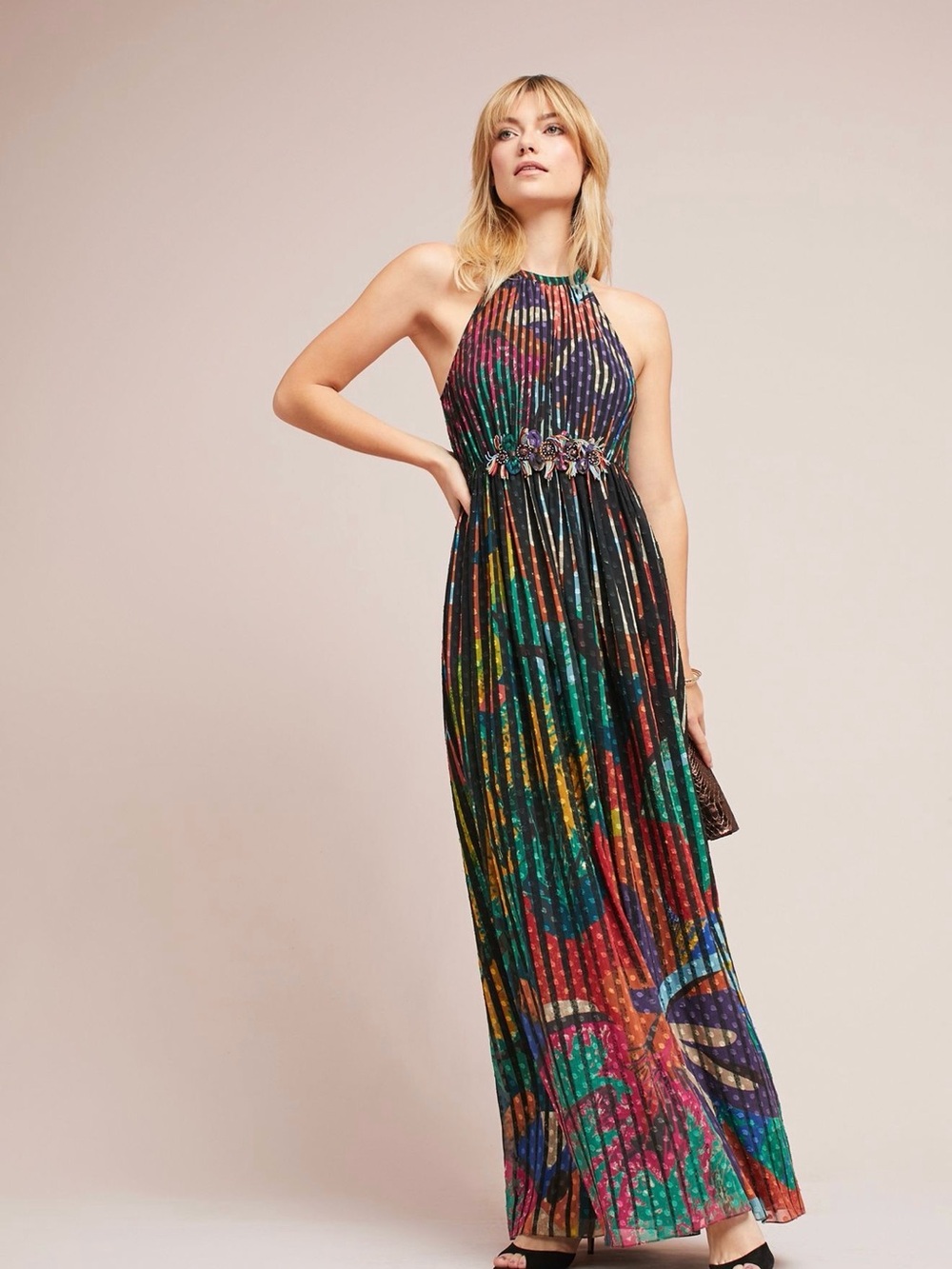 Anthropologie Kalinka Halter Maxi Dress by Geisha Designs 6P NWOT